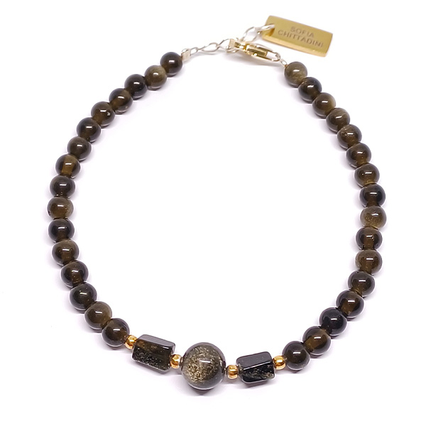 Pulsera Estelar Obsidiana dorada y Turmalina