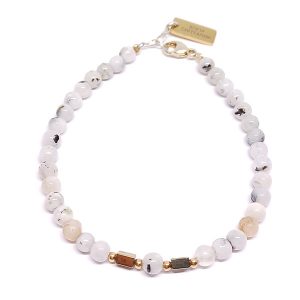 Pulsera Alegría Piedra luna arcoíris oro