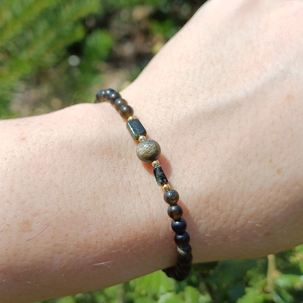 Pulsera Estelar Obsidiana dorada y Turmalina - Imagen 2
