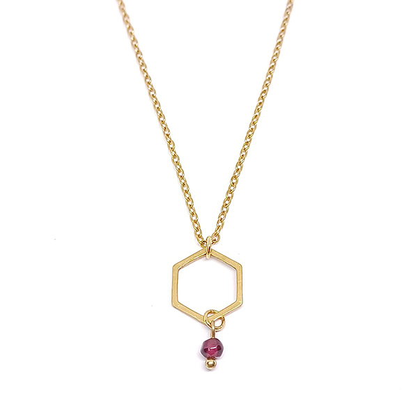 Collar Hexágono Granate