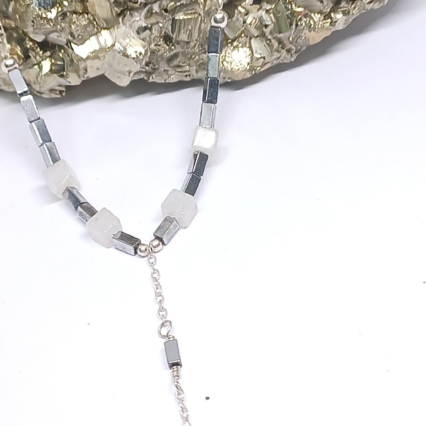 Collar Ángel Hematite y Piedra luna