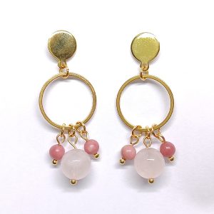 Pendientes Esencia Cuarzo rosa y Rodonita