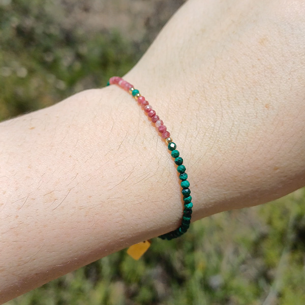 Pulsera Hibisco Malaquita y Tulita - Imagen 2