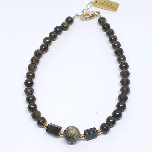 Pulsera Estelar Obsidiana dorada y Turmalina