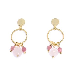 Pendientes Esencia Cuarzo rosa y Rodonita