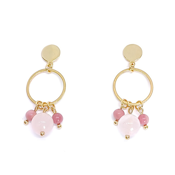 Pendientes Esencia Cuarzo rosa y Rodonita