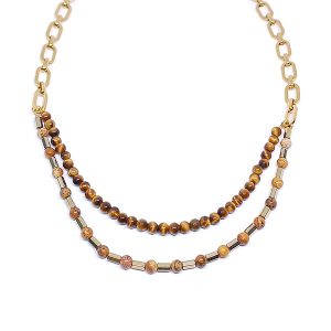 Collar Conexión Ojo de tigre y Jaspe paisaje