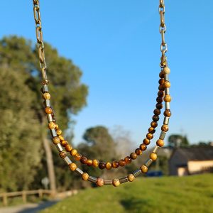 Collar Conexión Ojo de tigre y Jaspe paisaje