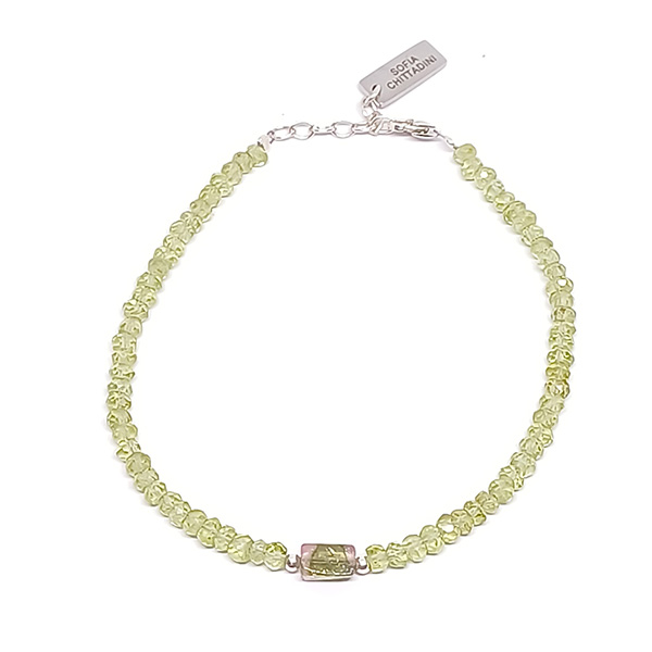 Pulsera Aura Peridoto y Turmalina Sandía