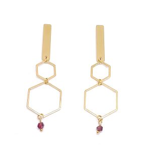 Pendientes Hexágono Granate