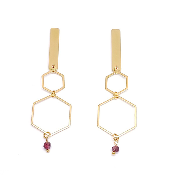 Pendientes Hexágono Granate